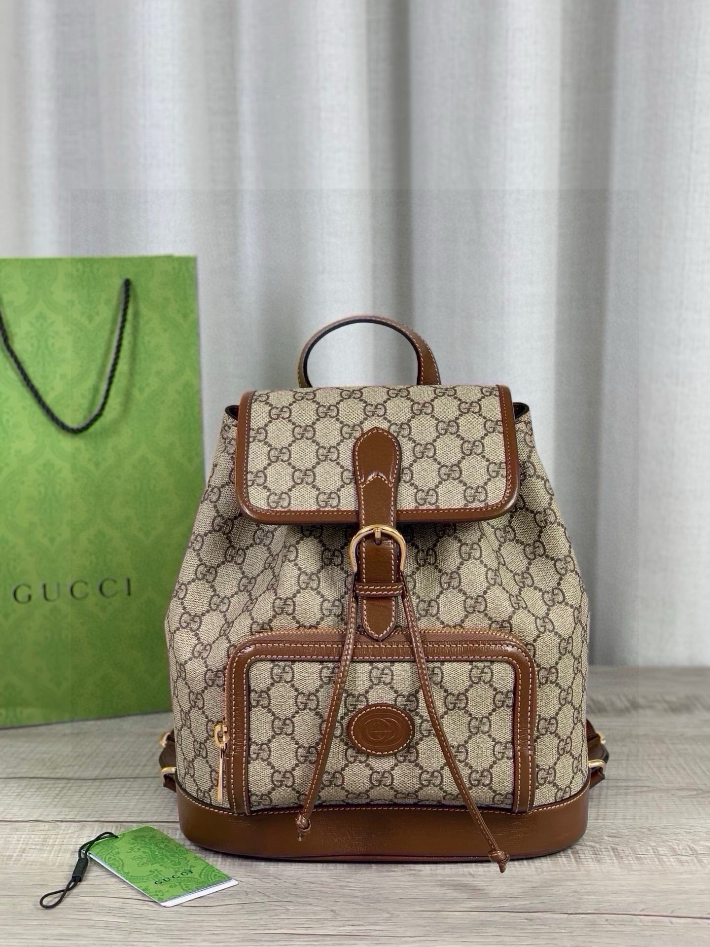 Gucci Retro Series and Supreme Series Backpack Brown